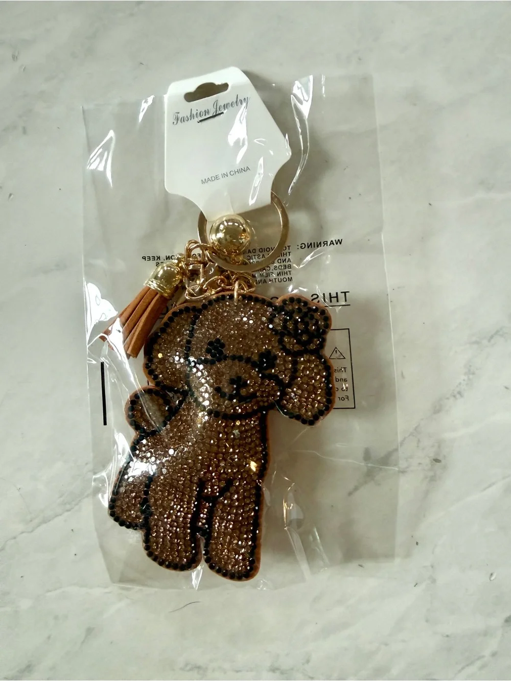 ✨ NWT Rhinestone Goldendoodle Dog Puffy Bag Charm & Keychain ✨